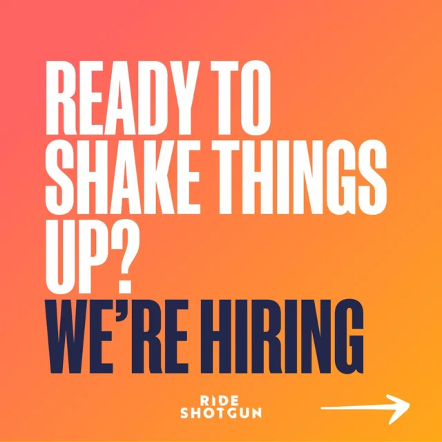 Ready to move and shake things up? We might have the role for you. 💥

We’re on the lookout for folk who know their stuff and fit the Ride Shotgun culture across our Leeds, Sheffield and Manchester teams.
 
When you ride with us, you can be sure we’ve got your back. No drama, just talented people with a shared passion for collaboration and creativity. 💫

Sound like you? Apply now. Link in bio. 🤘
 
#hiring #agencylife #LeedsJobs #ManchesterJobs #SheffieldJobs #rideasone